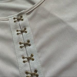 Shein // Tan Hook and Eye Longsleeve Crop Top